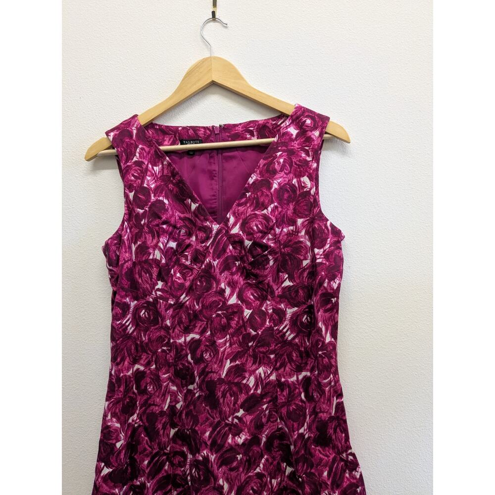 Talbots bright pink floral‎ church dress easter cocktail size 10 - Picture 3 of 7